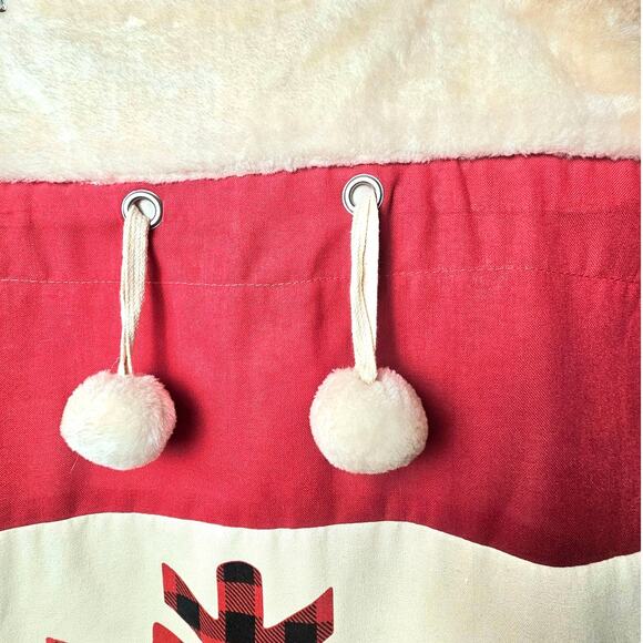 X-Large Christmas Red & Black Buffalo Plaid Snowflake Toy Bag with Drawstring - Picture 5 of 7